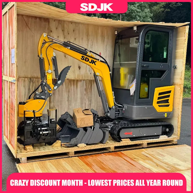 Hot selling mini excavator, multifunctional tracked agricultural excavator, 1 customized enclosed excavator for quick delivery