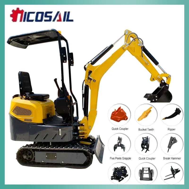 Micro Excavator OKW12q Farm Mini Digger Price 1.2 Ton Small Hydraulic Crawler Mini Excavator With Cabin for Sale